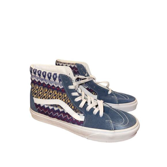 VANS Unisex Size M-9 / W-10.5 Lace Up Fair Isle Sk8 Hi-Top Sneakers Blue NWOT - Picture 1 of 6